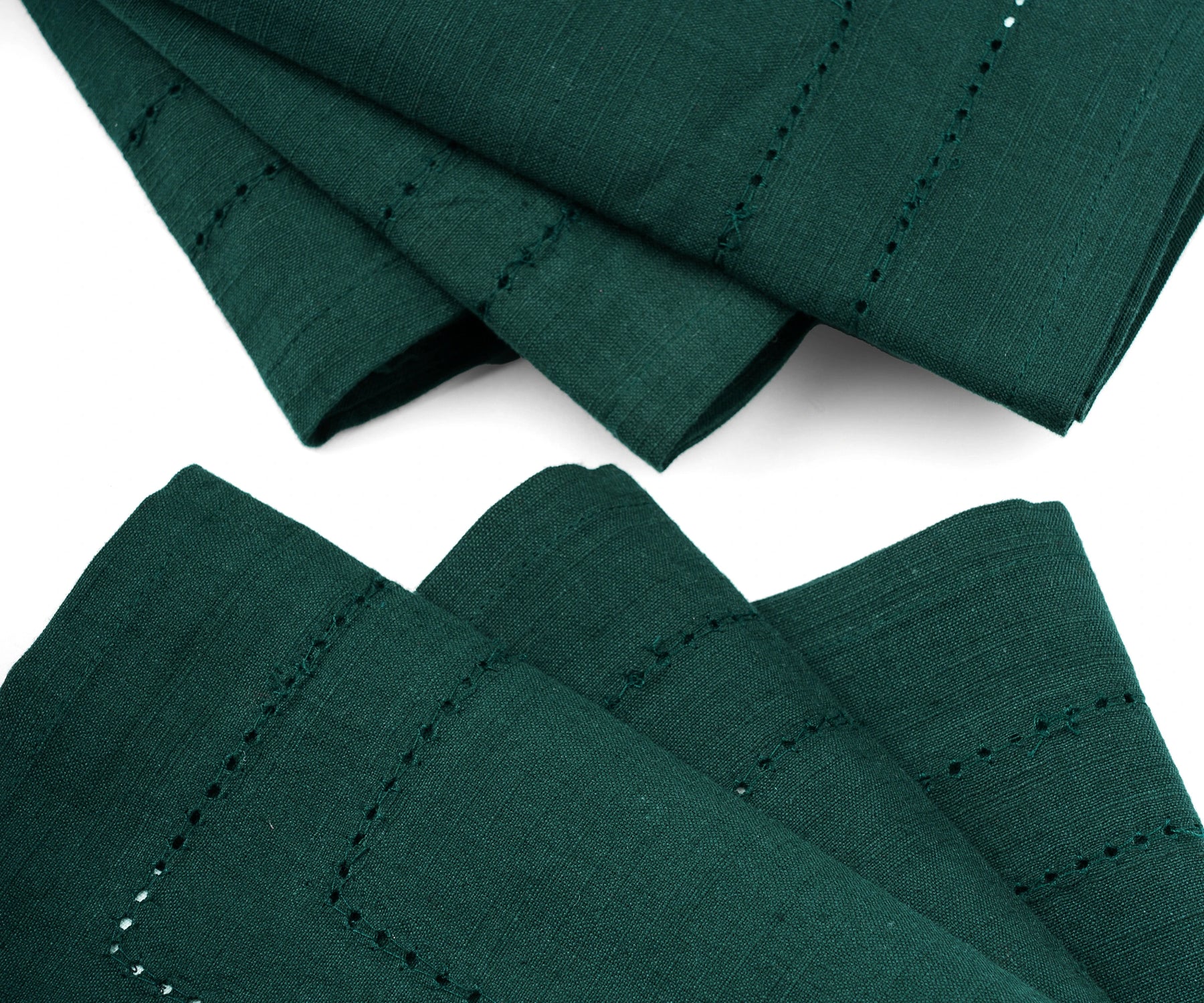 Forest Green cloth napkins with mitered corners