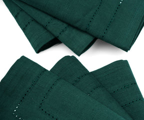 Forest Green cloth napkins with mitered corners