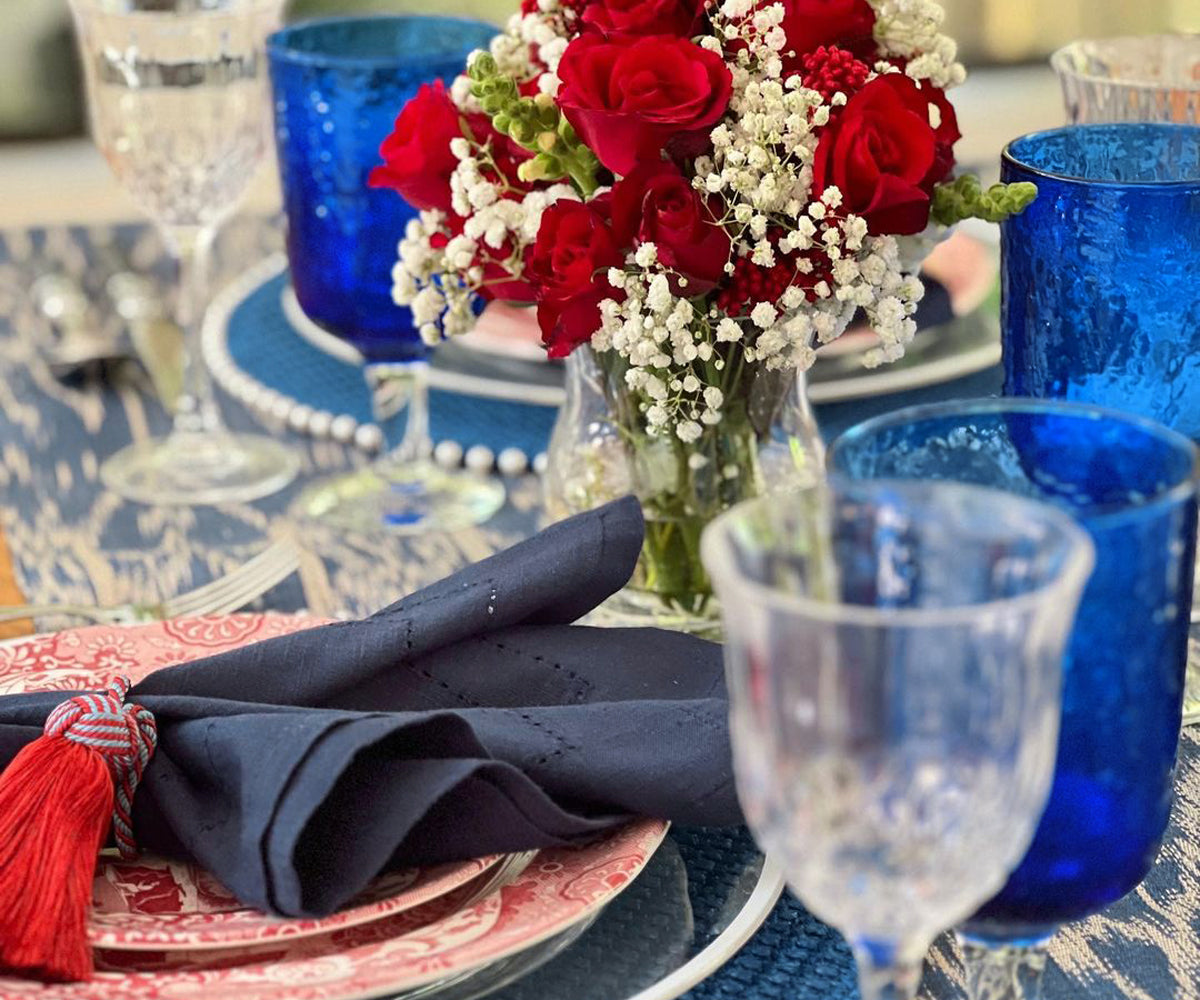 Cloth Dinner Napkins for Wedding Reception - Blue, Ivory, Navy Blue