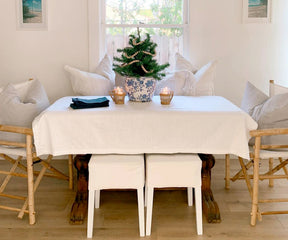 White Fabric Tablecloth