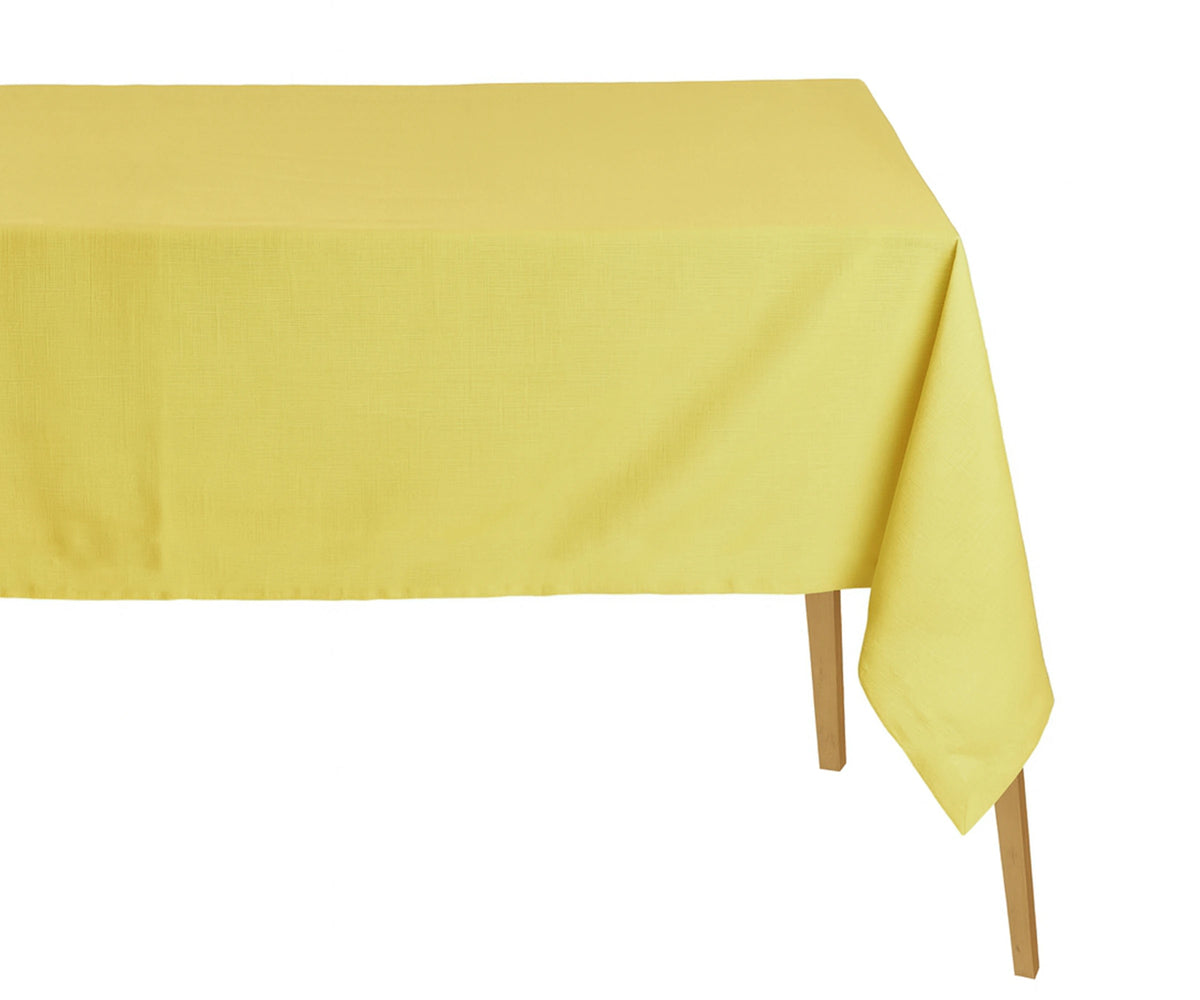Soft cotton hemstitched yellow rectangular tablecloth with classic design