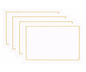 Premium reusable white cotton napkins with colorful embroidered edges arranged for dining inspiration