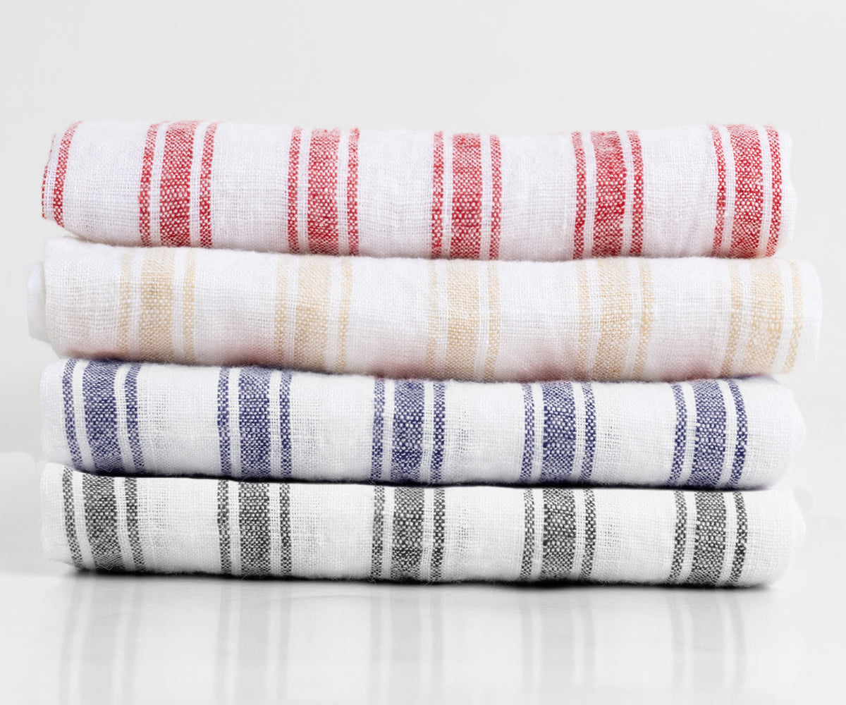 Homestead Stripe Towels - Linen Dish Towels