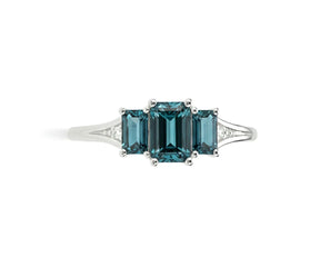 Indigolite and zircon ring with blue gemstone and fine detailing