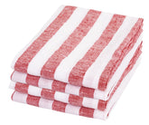 A set of 4 linen napkins, folded into simple rectangles, adding a touch of understated elegance to a casual outdoor dining setup.