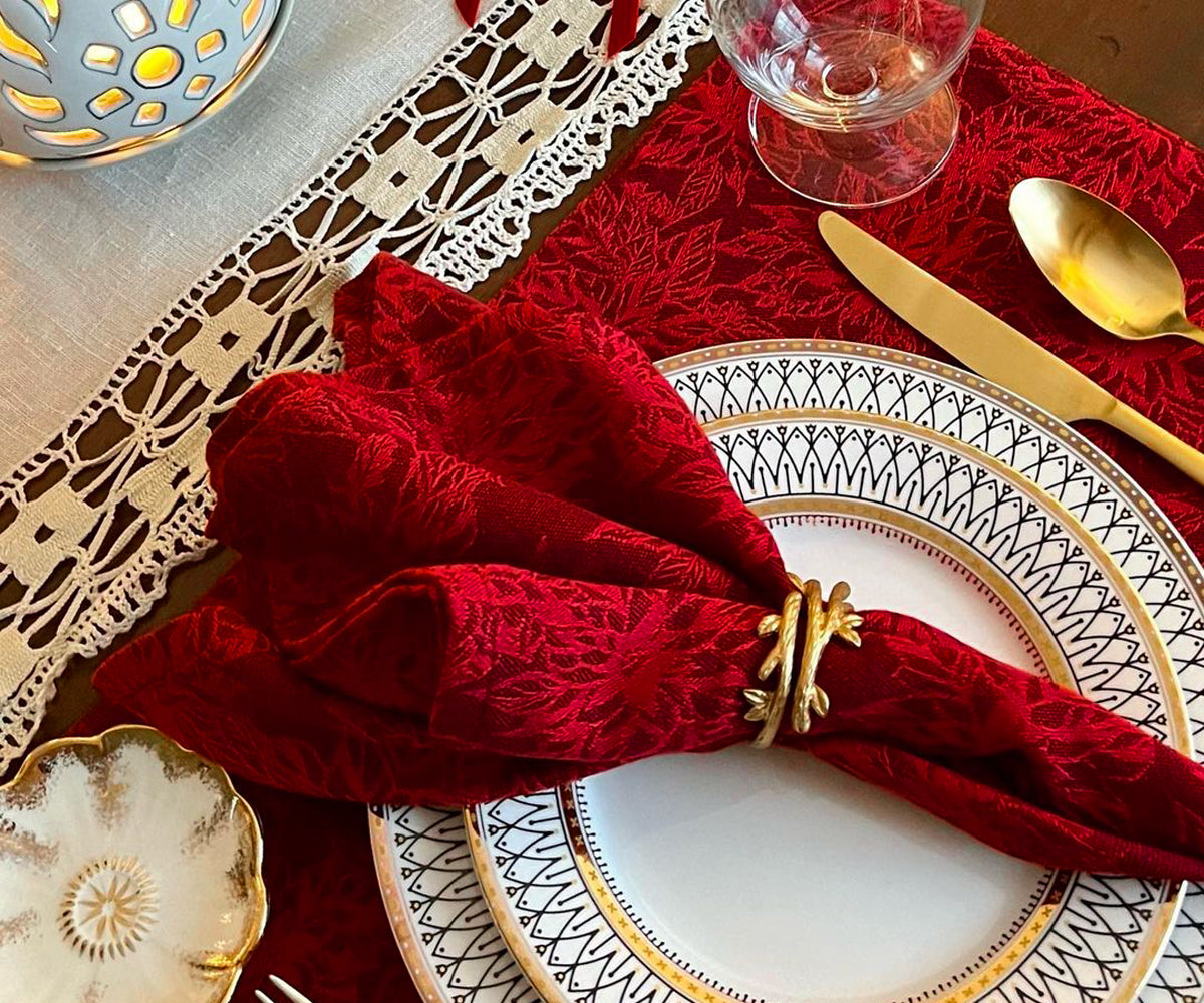 Red fabric table placemats - add a splash of color and protect your table. Upgrade your dining experience with these stylish essentials.