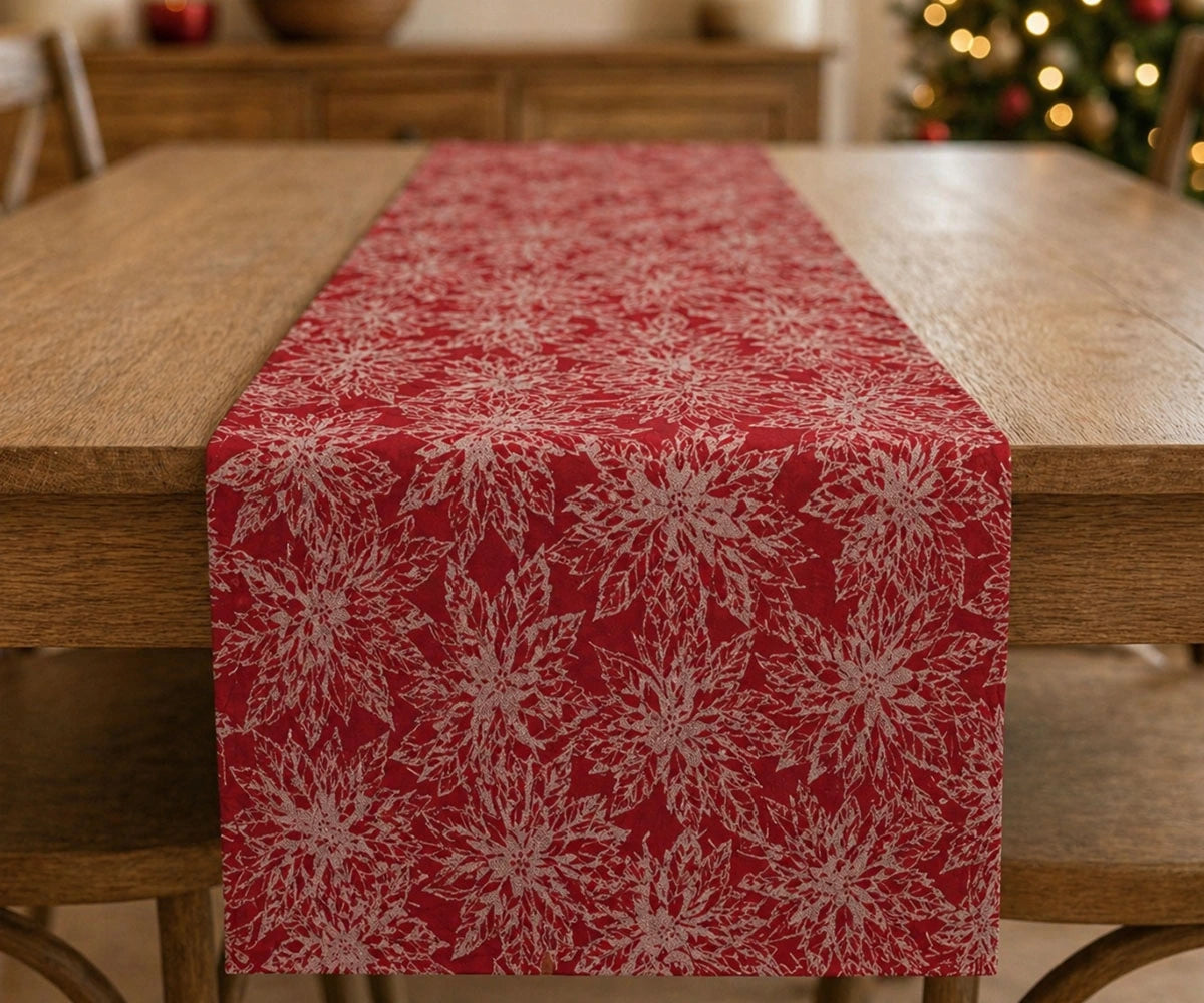 Red Cotton Table Runner for Dining Table, Christmas Table Runner, Holiday Table Decor, Farmhouse Table Linen