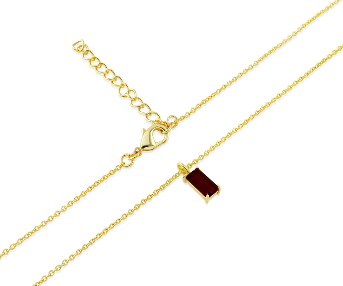 Gold plated garnet necklace for women – elegant rectangle pendant jewelry