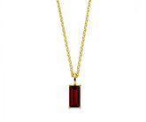 Garnet birthstone necklace in 14K gold-plated rectangle pendant