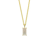 Moonstone pendant necklace with gold rectangle design