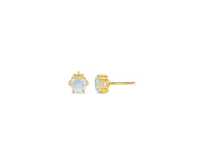 Women's moonstone earrings in yellow gold with push-back closure