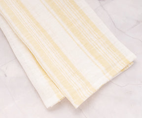 Yellow striped linen kitchen dish towels set, 18x28 inches – absorbent, quick-drying, and perfect for everyday cooking and cleaning use.