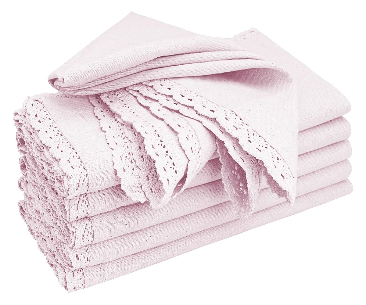 Cotton lavender lace dinner napkins in bulk set for events