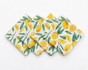 A set of Lemon Napkins fabric pieces featuring a bright lemon.