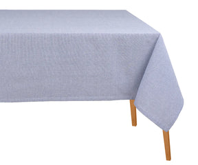 Light Blue Cotton Tablecloth on Rectangular Dining Table