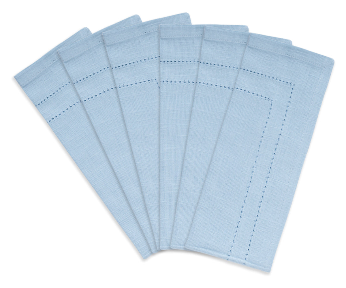 Classic blue cloth napkins made from high-quality cotton, ensuring durability.