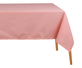 Light pink cotton rectangle tablecloth on dining table