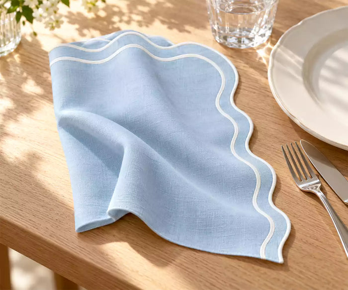 Light Blue Scallop Border Napkins