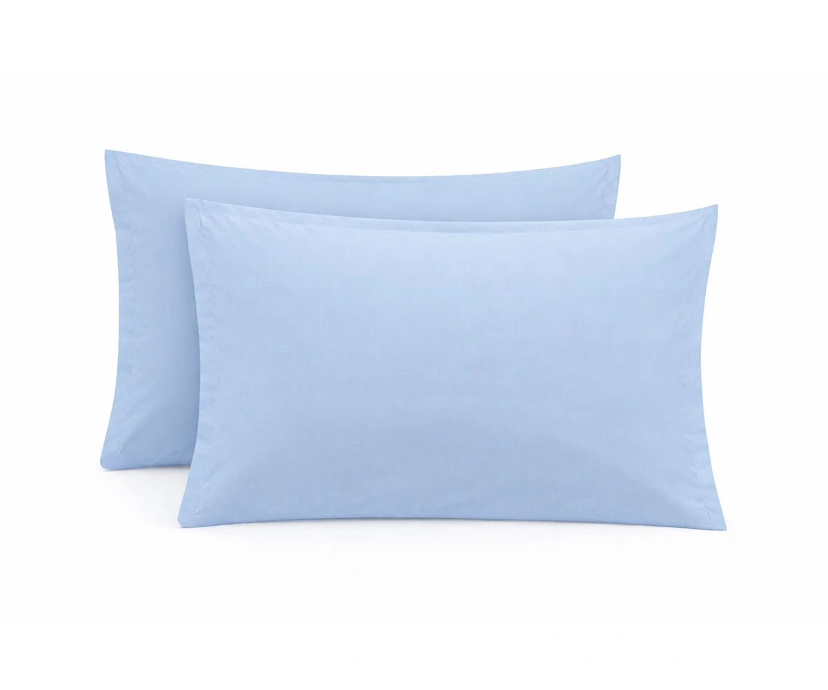 light blue cotton pillowcase with smooth breathable fabric