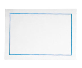 Light blue cotton placemats with line embroidery – set of 8 for dining table