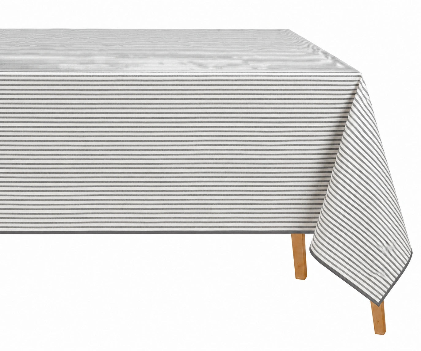 Black and White Striped Linen Tablecloth for Rectangle Table, Modern Farmhouse Linen Table Cover with Contrast Piping, Washable Dining Tablecloth for Everyday Use