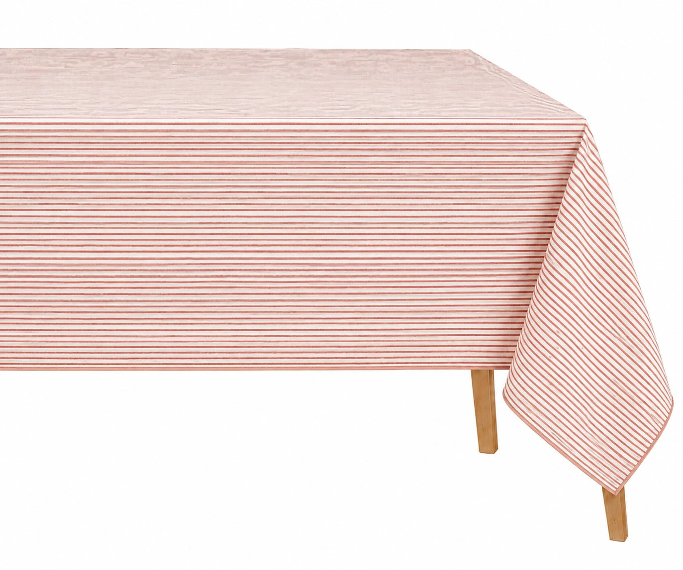 Red Striped Linen Tablecloth for Rectangle Dining Table, 100% Linen Farmhouse Tablecloth with Contrast Piping, Washable Table Cover for Everyday Dining and Holiday Gatherings