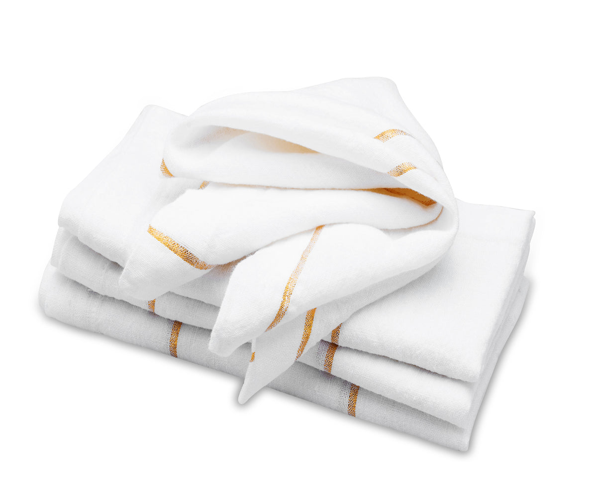 Stack of Fancy Gold Napkins for Dining | All Cotton and Linen