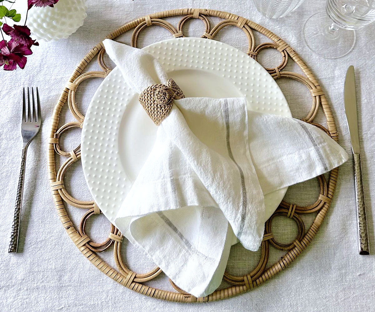 Silver Napkins: Elegant accents for special occasions." "Gold Napkins: Luxurious touches for a glamorous affair