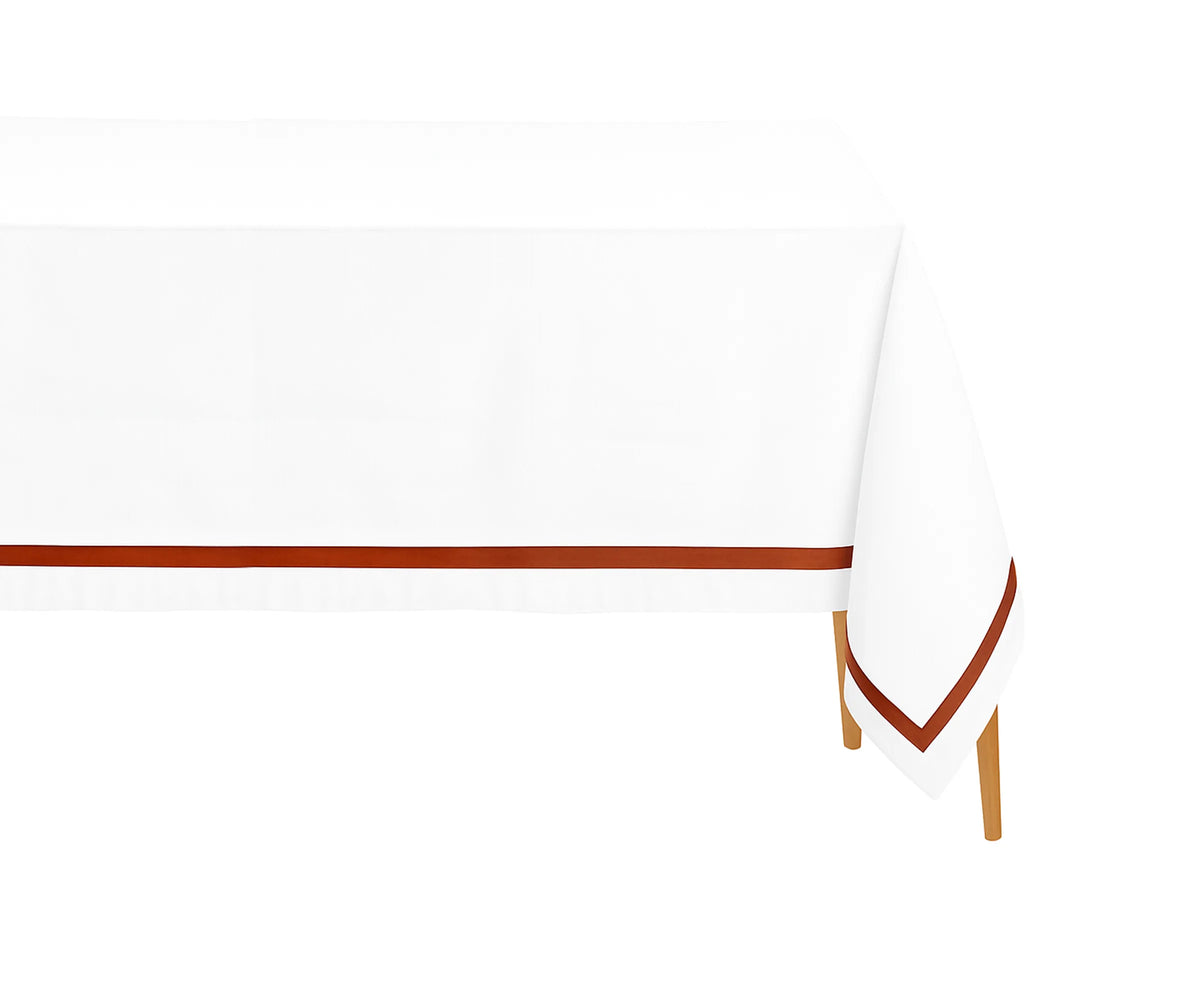 Magenta white rectangle cotton tablecloth with satin finish for weddings