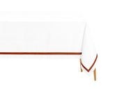 Magenta white rectangle cotton tablecloth with satin finish for weddings