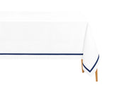 Navy Blue Rectangle Cotton Tablecloth on Wedding Table with White Accents