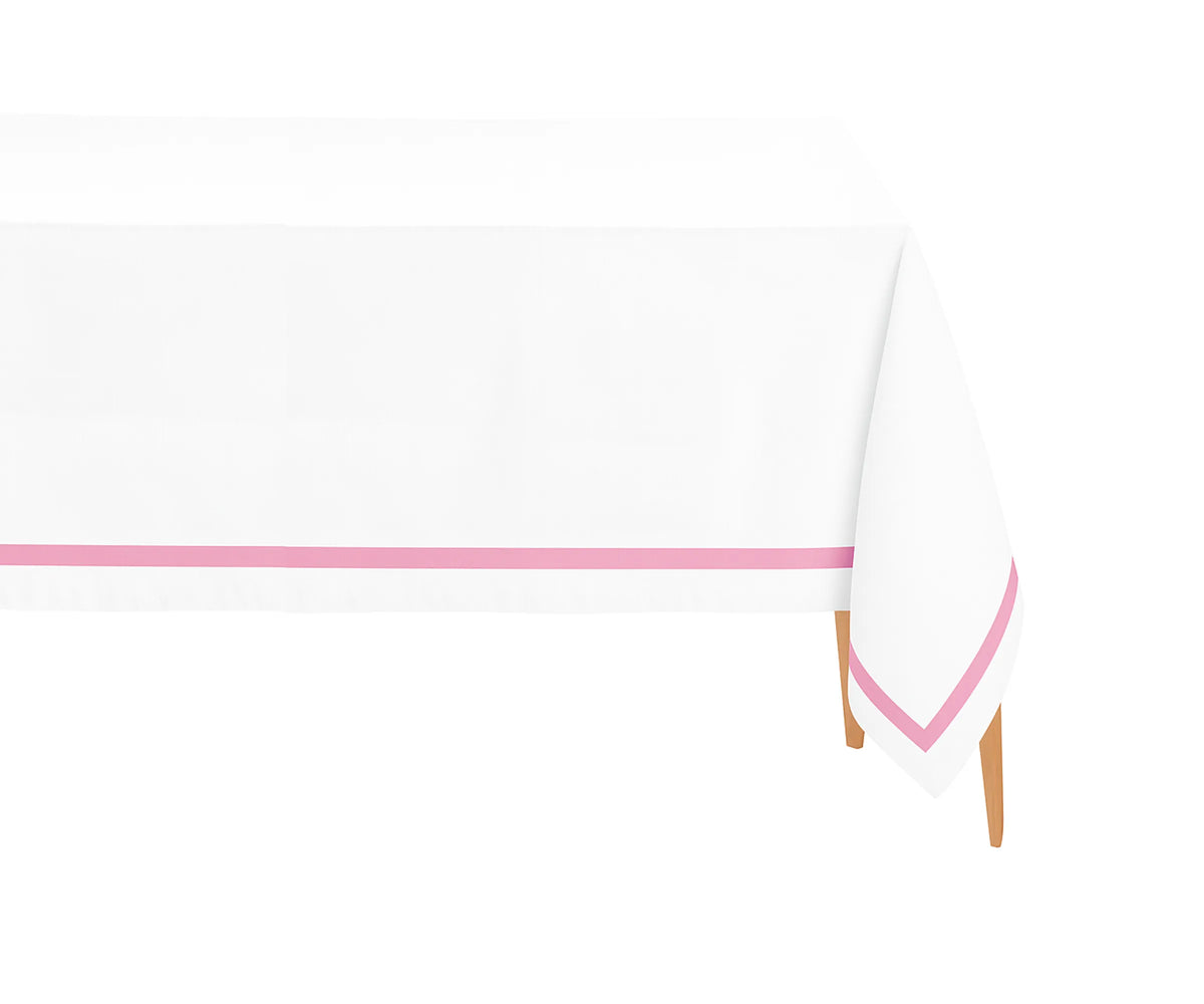 Elegant Peony Satin Rectangle Cotton Tablecloth on Wedding Table – White Cotton with Satin Finish