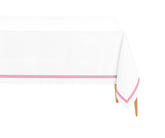Elegant Peony Satin Rectangle Cotton Tablecloth on Wedding Table – White Cotton with Satin Finish