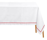 Red embroidered cotton rectangle tablecloth with white detailing – 100% cotton dining table cloth