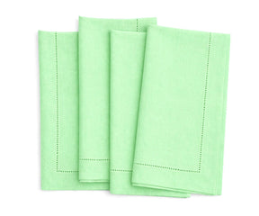 Mint green Linen cloth napkins with stitched hem border
