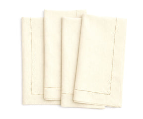 Natural cream Linen cloth napkins with hemstitched detailing