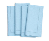 Sky  blue Linen cloth napkins with hemstitch detail