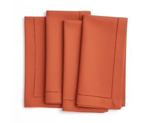 Teracotta Linen cloth napkins with hemstitch detail