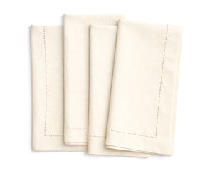 Off white Linen cloth napkins with hemstitched detailing
