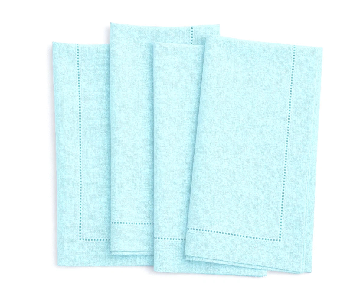 Powder Blue Linen cloth napkins with hemstitched detailing