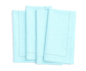 Powder Blue Linen cloth napkins with hemstitched detailing