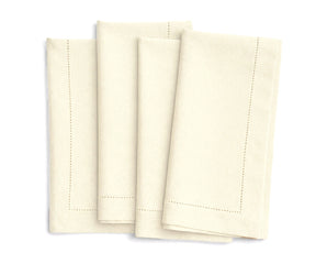 Soft Ivory Linen cloth napkins with hemstitched detailing