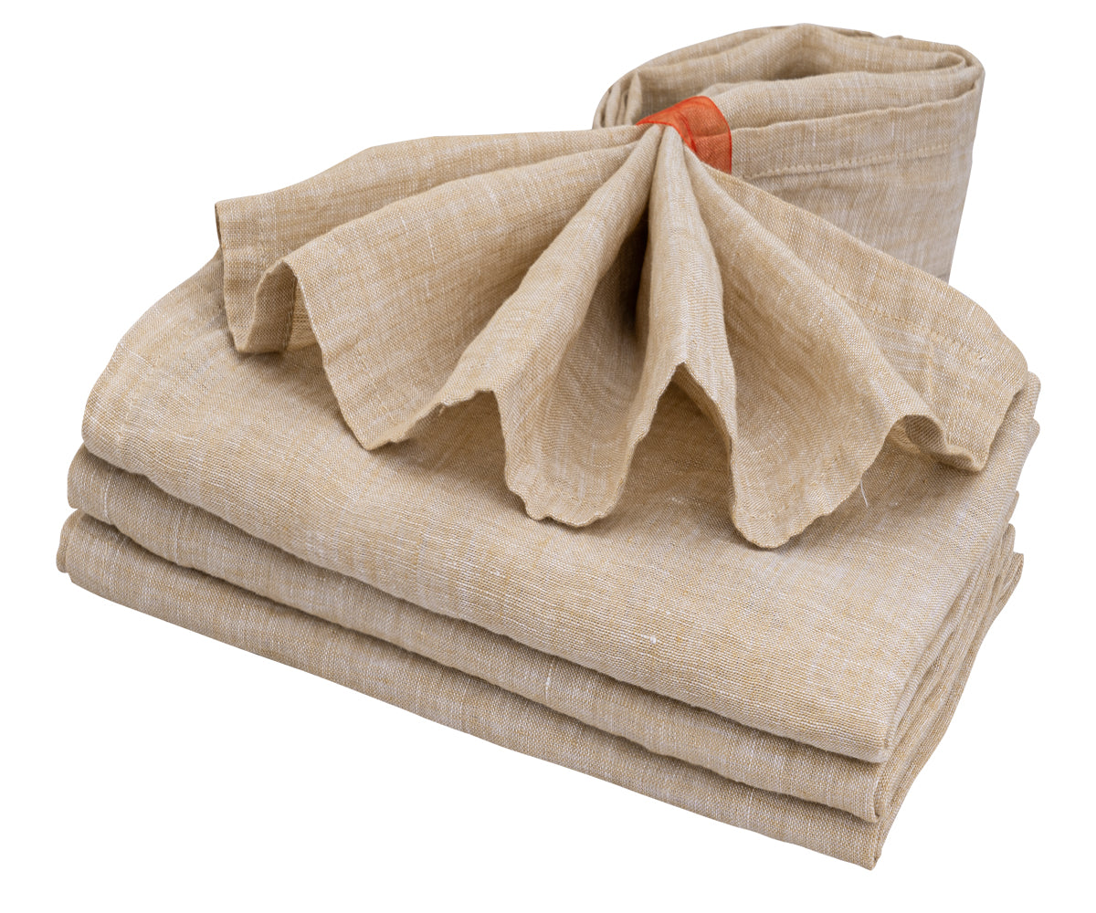 Linen dinner napkins, offering a touch of luxury and sophistication to your dining experience.