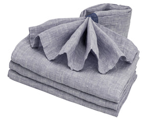 Linen table napkins, in a timeless and versatile shade of gray, complement any dining aesthetic.