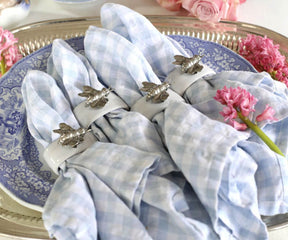 Sleek blue napkins for a sophisticated table setting.