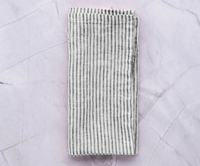 Black Linen Striped Napkins