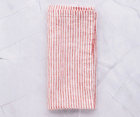 Red Linen Striped Napkins