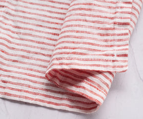 Red Linen Striped Napkins