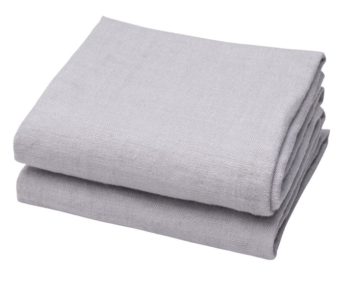 100% pure linen gray kitchen towels set displayed in neutral stone gray color with natural texture
