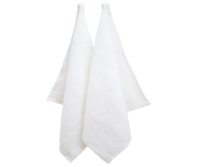 White hand towels linen kitchen towels linen set of 2
